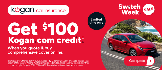 Kogan Switch Week Car Insurance - Get $100 Kogan.com credit ‡