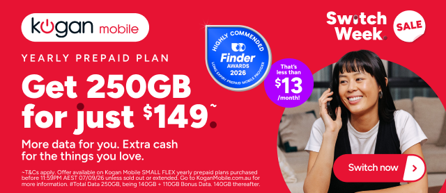 Kogan Mobile Switch Week - 250GB for $149 ~