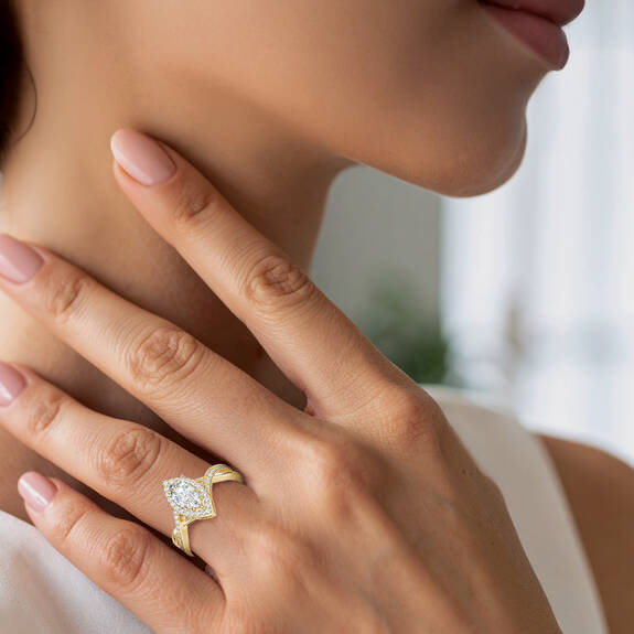 Deluxe Marquise Ring on Hand