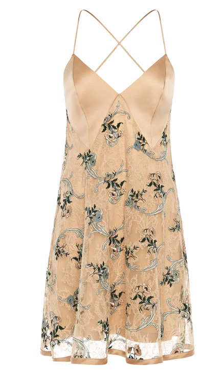 Altea Slip Dress in sand Leavers lace