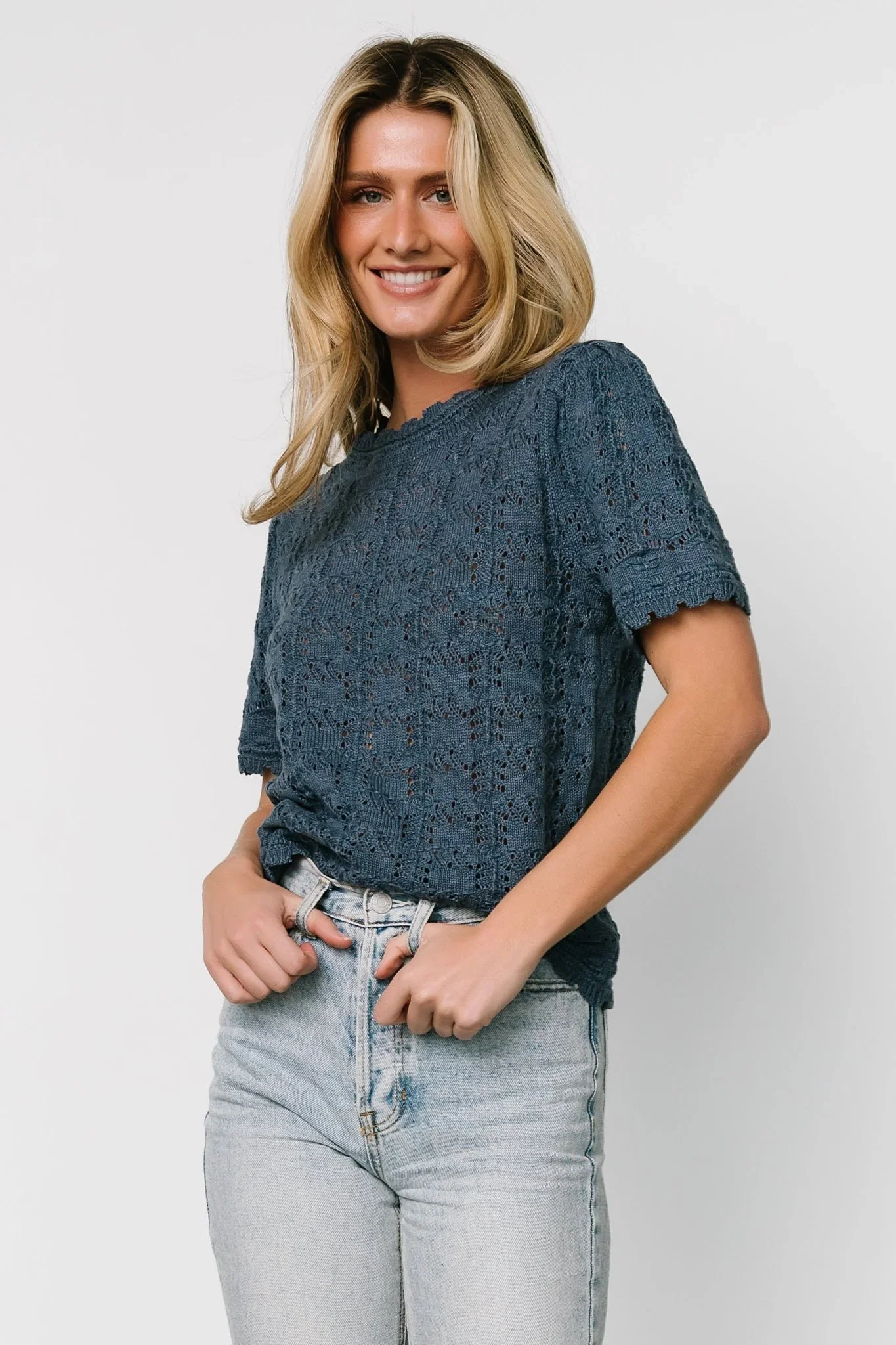 Image of Serenity Knit Sweater Top | Slate