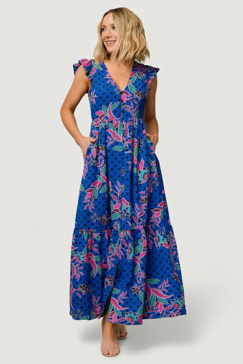 Image of Biscayne Maxi Dress | Indigo Print