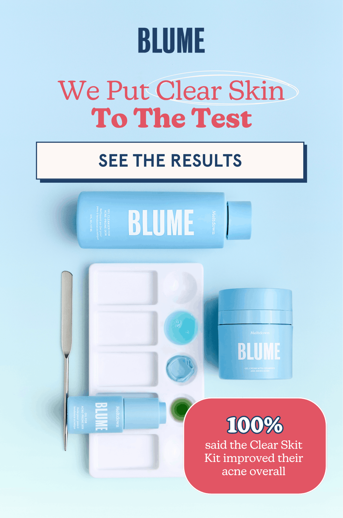 BLUME: We Put Clear Skin To The Test -- 100% said the Clear Skin Kit improved their acne overall [SEE THE RESULTS]