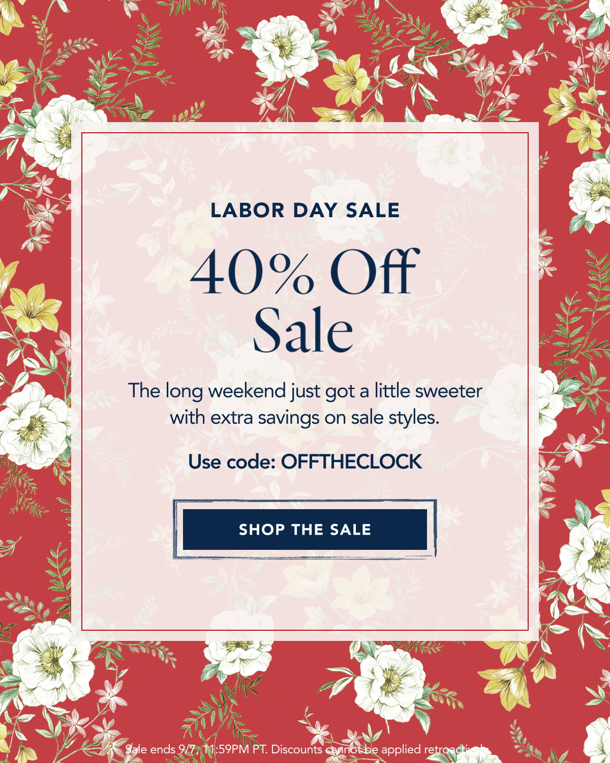Labor Day Sale: 40% Off Sale