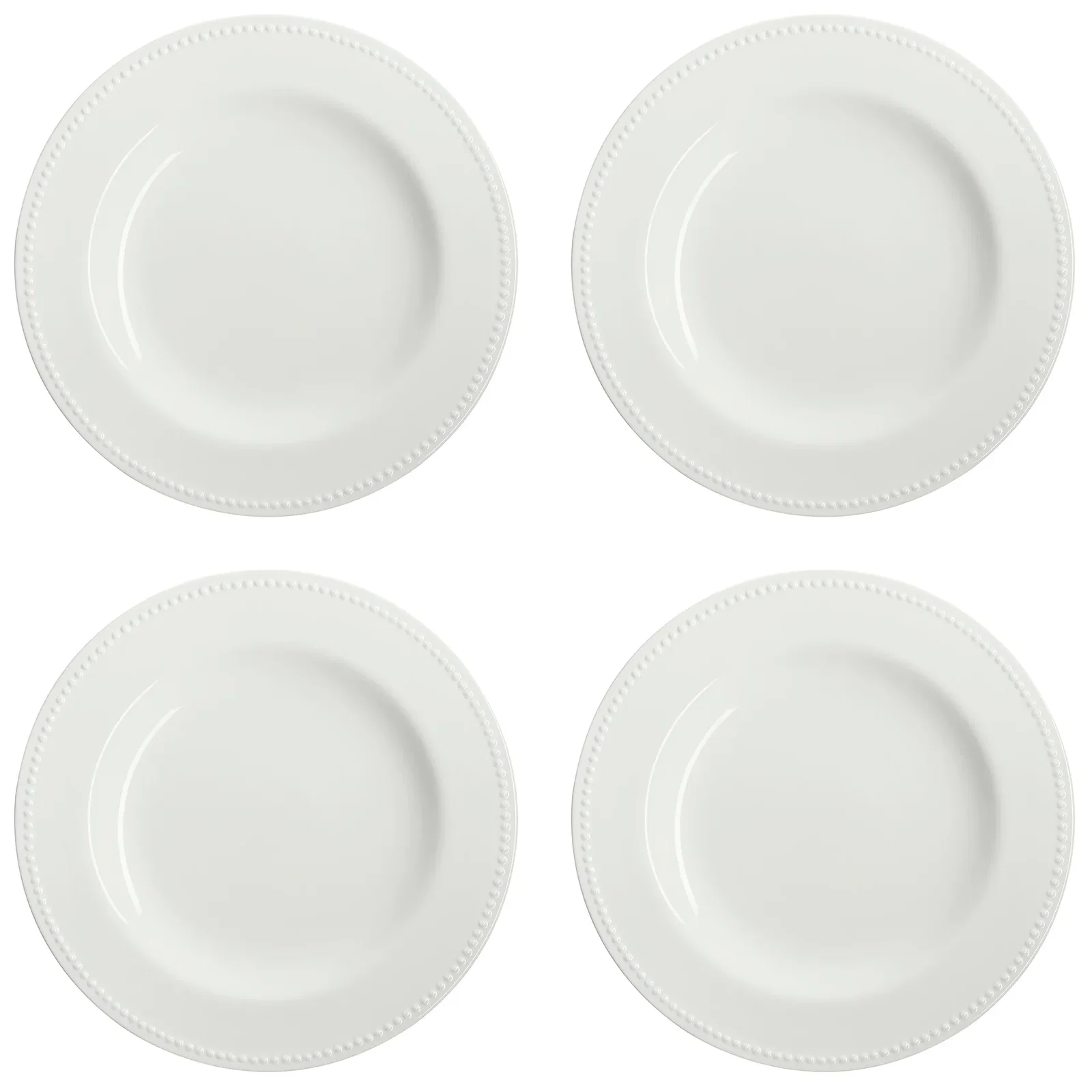 Dots plate 28 cm 4-pack Creamy white