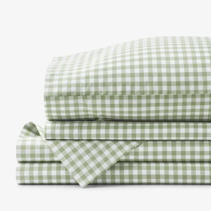 Image of Gingham Classic Cool Organic Cotton Percale Bed Sheet Set