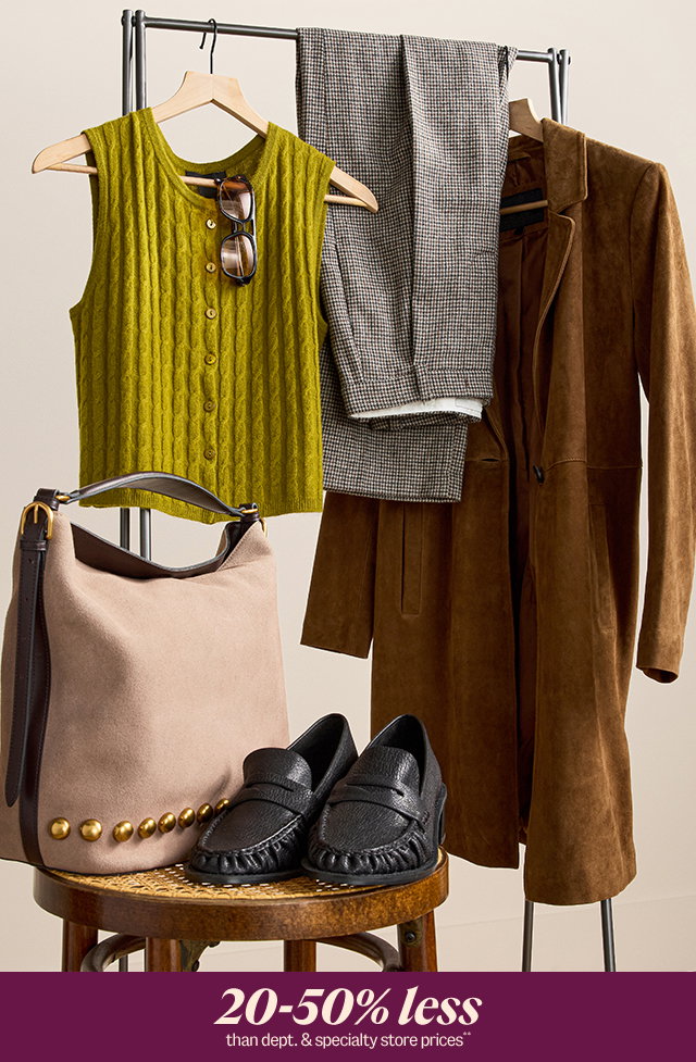 Designer shop 20-50% less than department and specialty store prices**