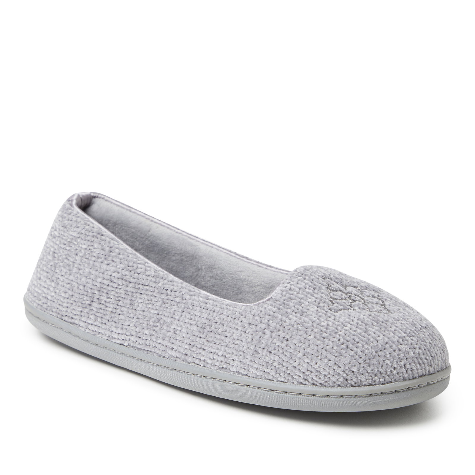 Image of Dearfoams Women's Rebecca Chenille Closed Back Slippers Slipper, Sleet
