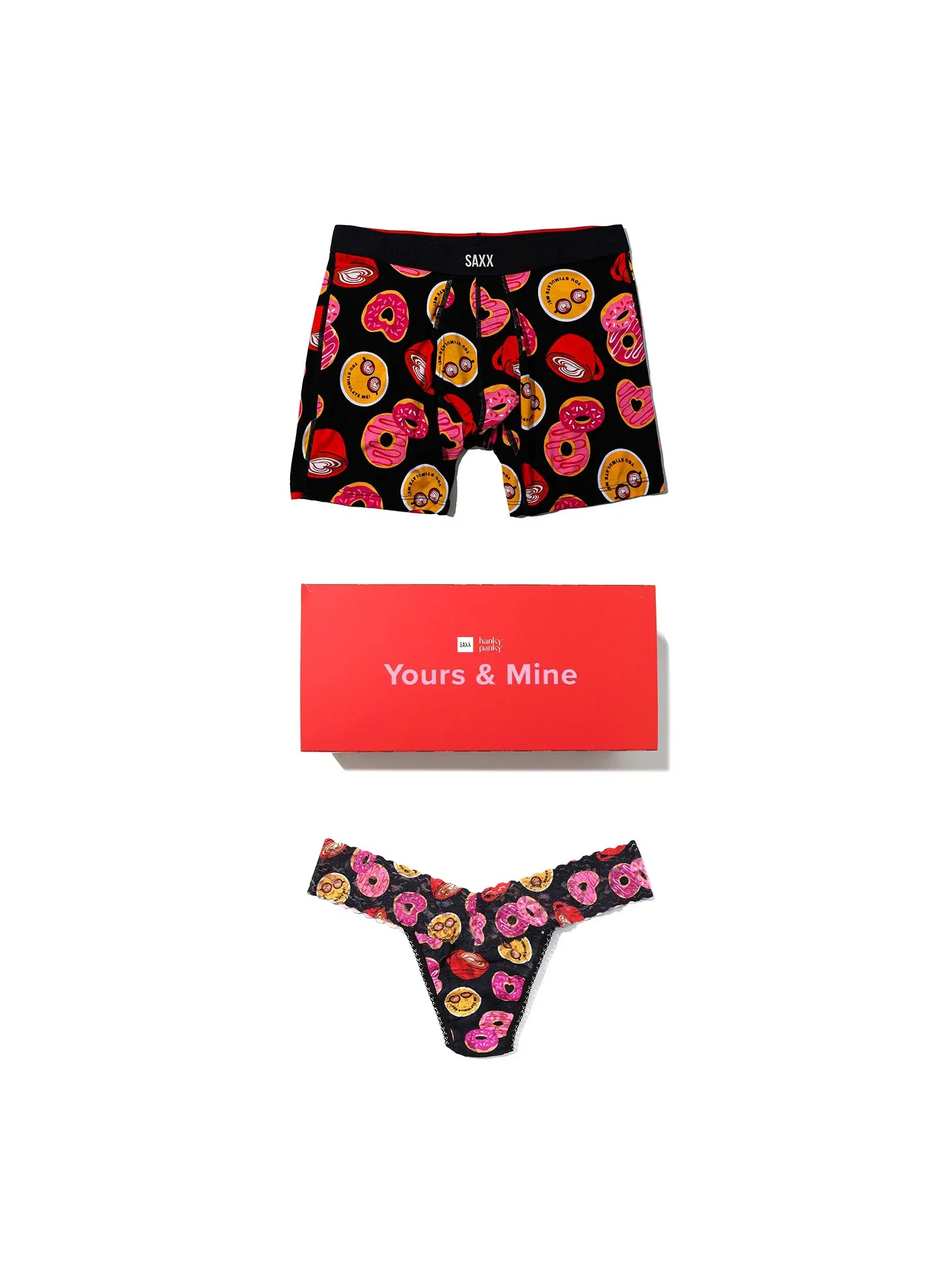 Image of Signature Lace® Original Rise Thong And Saxx Super Soft Vibe Boxer Brief Lovestory - Black Sale