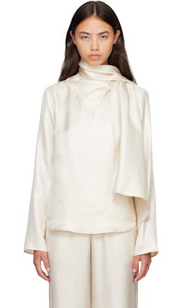Off-White GALA Silk Twill Scarf Blouse - Loulou de Saison