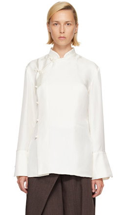 White Pankou Closure Silk Shirt - Róhe