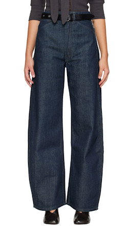 Indigo High Waisted Curved Jeans - LEMAIRE