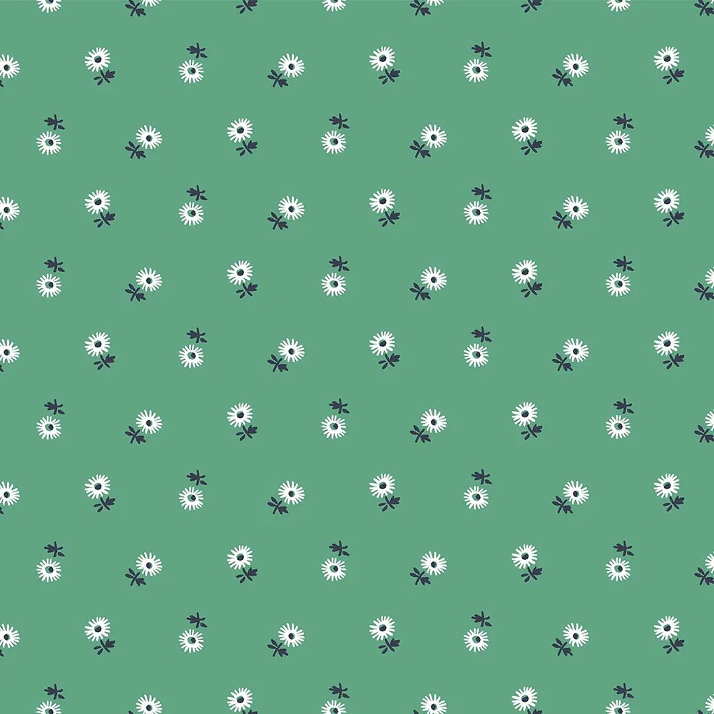Image of Liberty Art Fabrics Green Sunshine Daisy Lasenby Quilting Cotton