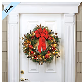 Lighted Red Ornament Wreath By Holiday Peak™
