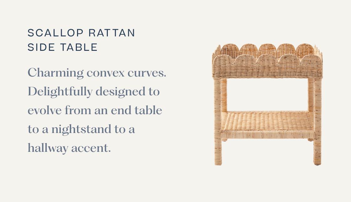 Scallop Rattan Side Table