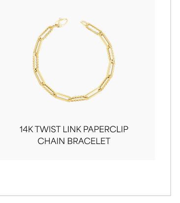 14K Twist Link Paperclip Chain Bracelet