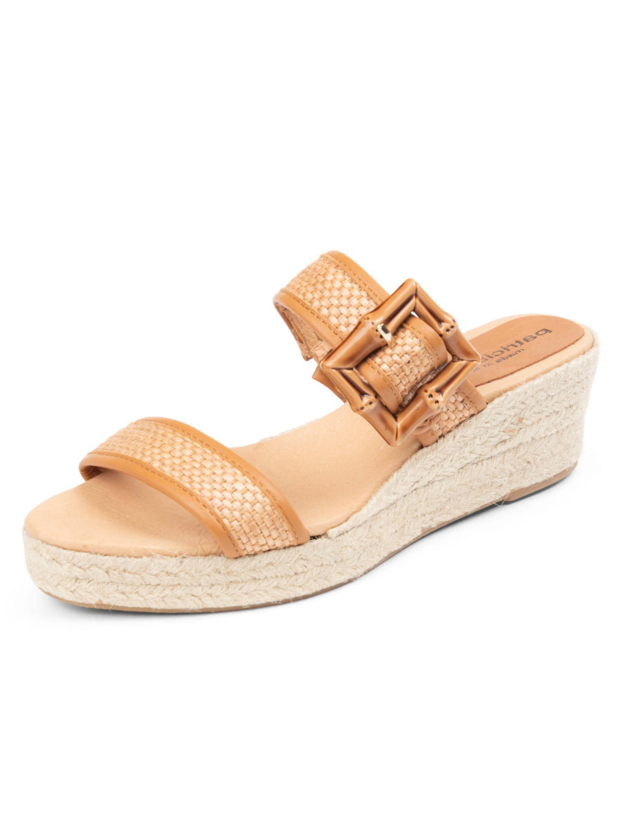 Soleil Bamboo Buckle Espadrille in cognac raffia