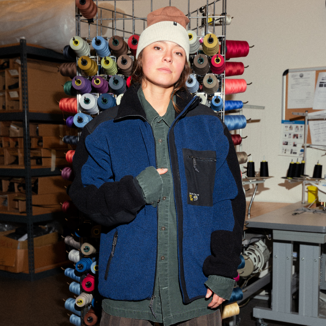 Model wearing an older Mountain Hardwear piece.