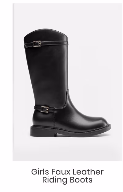 Girls Faux Leather Riding Boots