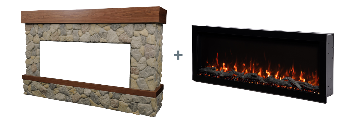 Stone Mantel + 50-in Electric Fireplace