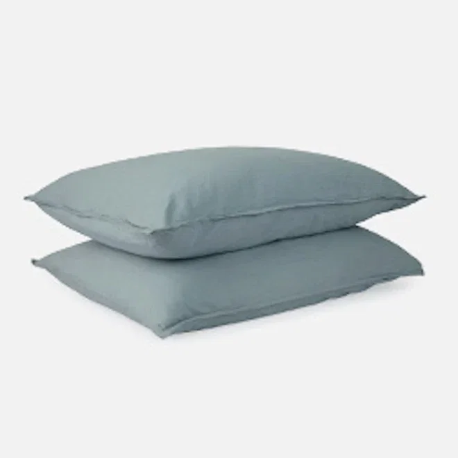 Thread Office Smoke Blue Washed Cotton Pillowcases, Set of 2