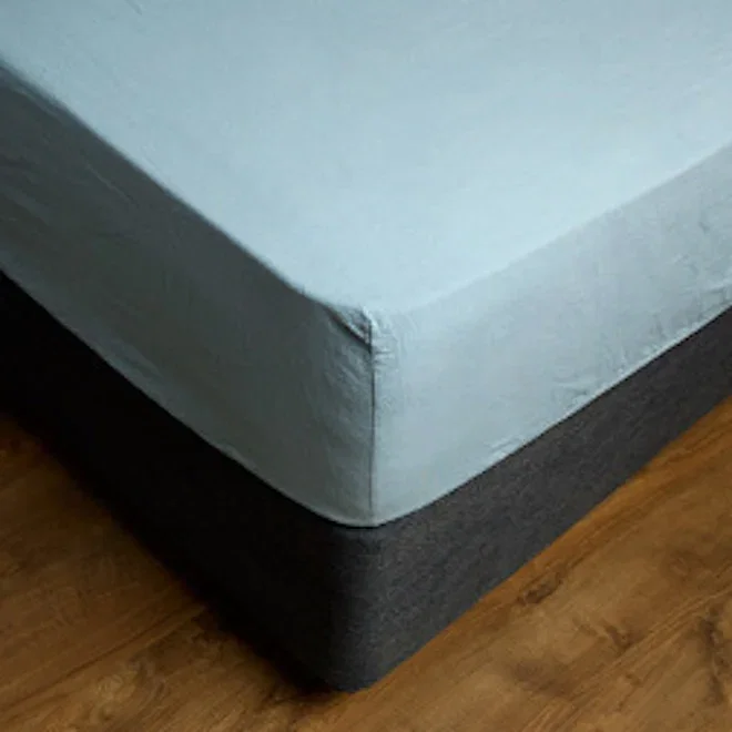 Thread Office Smoke Blue Washed Cotton Fitted Sheet