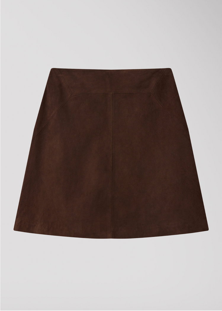Chocolate Suede A Line Mini Skirt