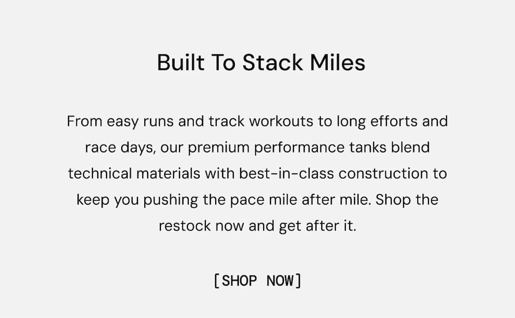 Tank Tops Built to Stack Miles