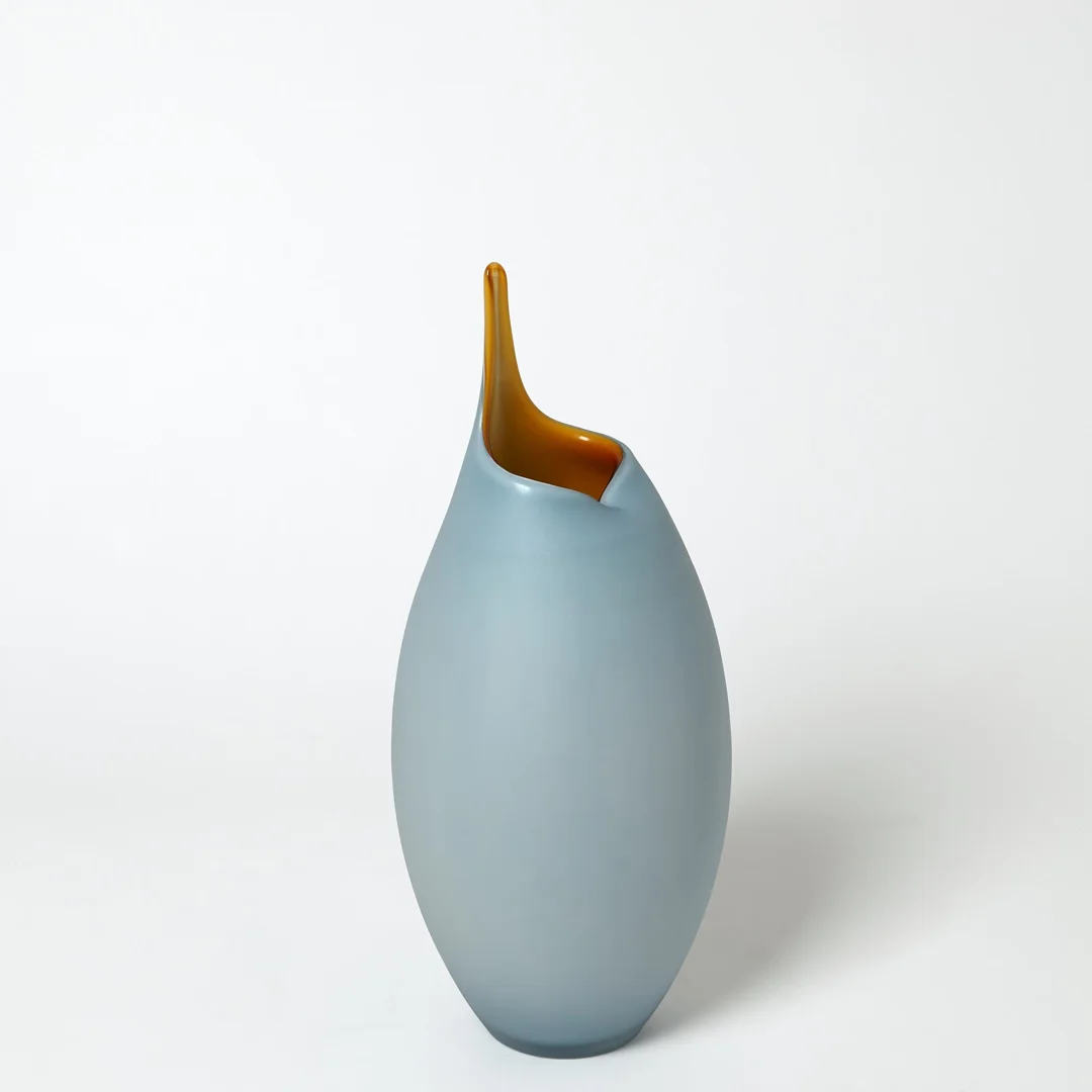 Frosted Vase w/Amber Casing