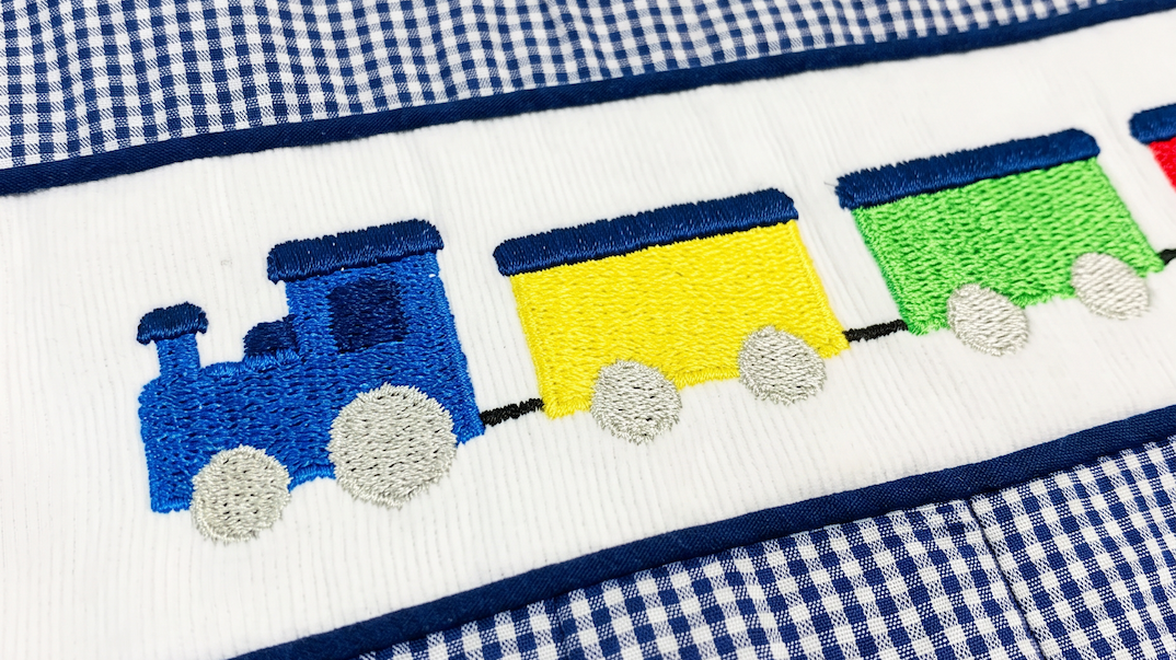 Train Embroidered Gingham Longall