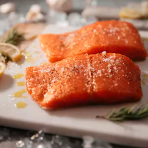 Wild Caught Seafood — salmon, shrimp, scallops