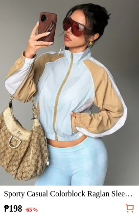 Sporty Casual Colorblock Raglan...