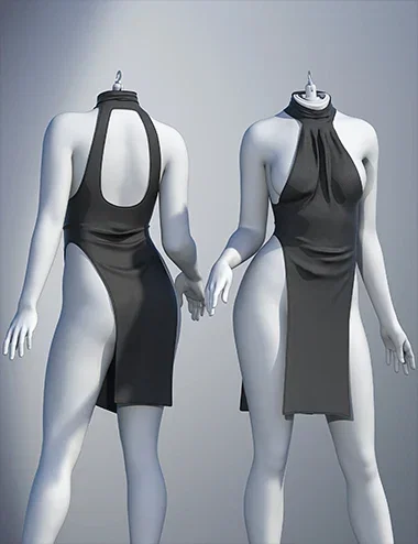 dForce SU Sexy High Slit Dress for Genesis 9