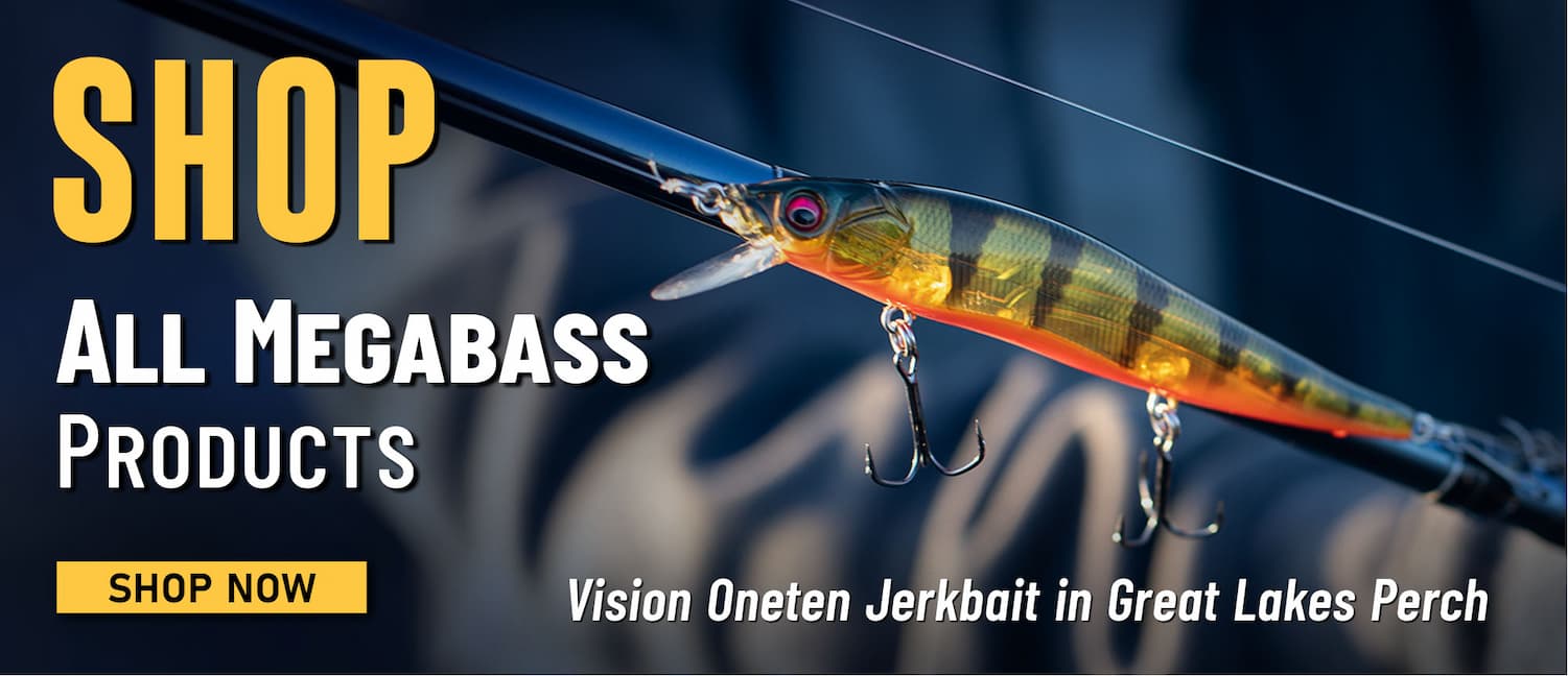 Shop All Megabass Products Vision Oneten Jerkbait in Great Lakes Perch Shop Now