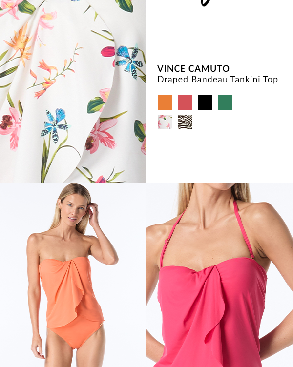 Shop the Vince Camuto Draped Bandeau Tankini Top