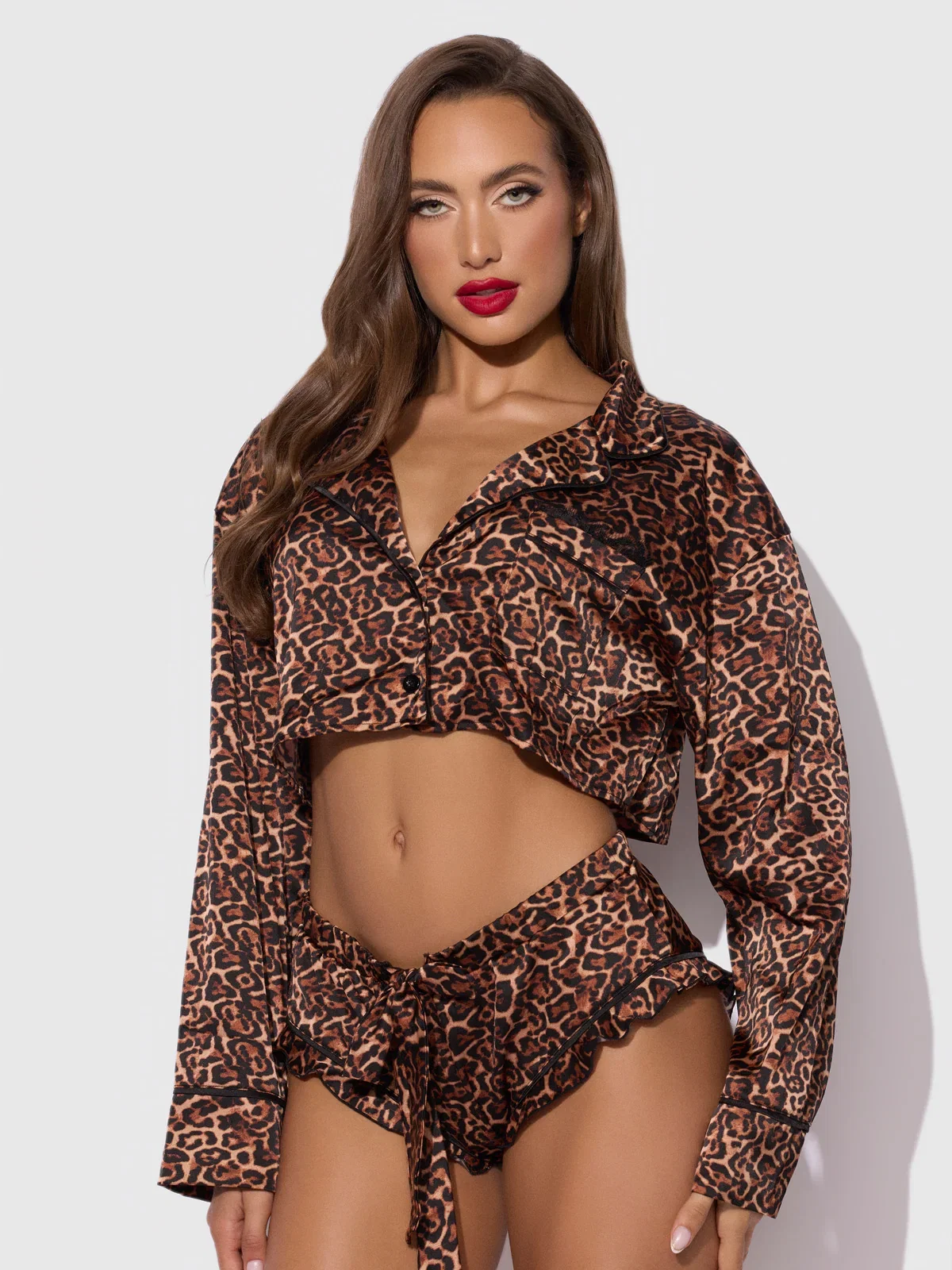 Image of Raven Leopard And Lace Sleep Set