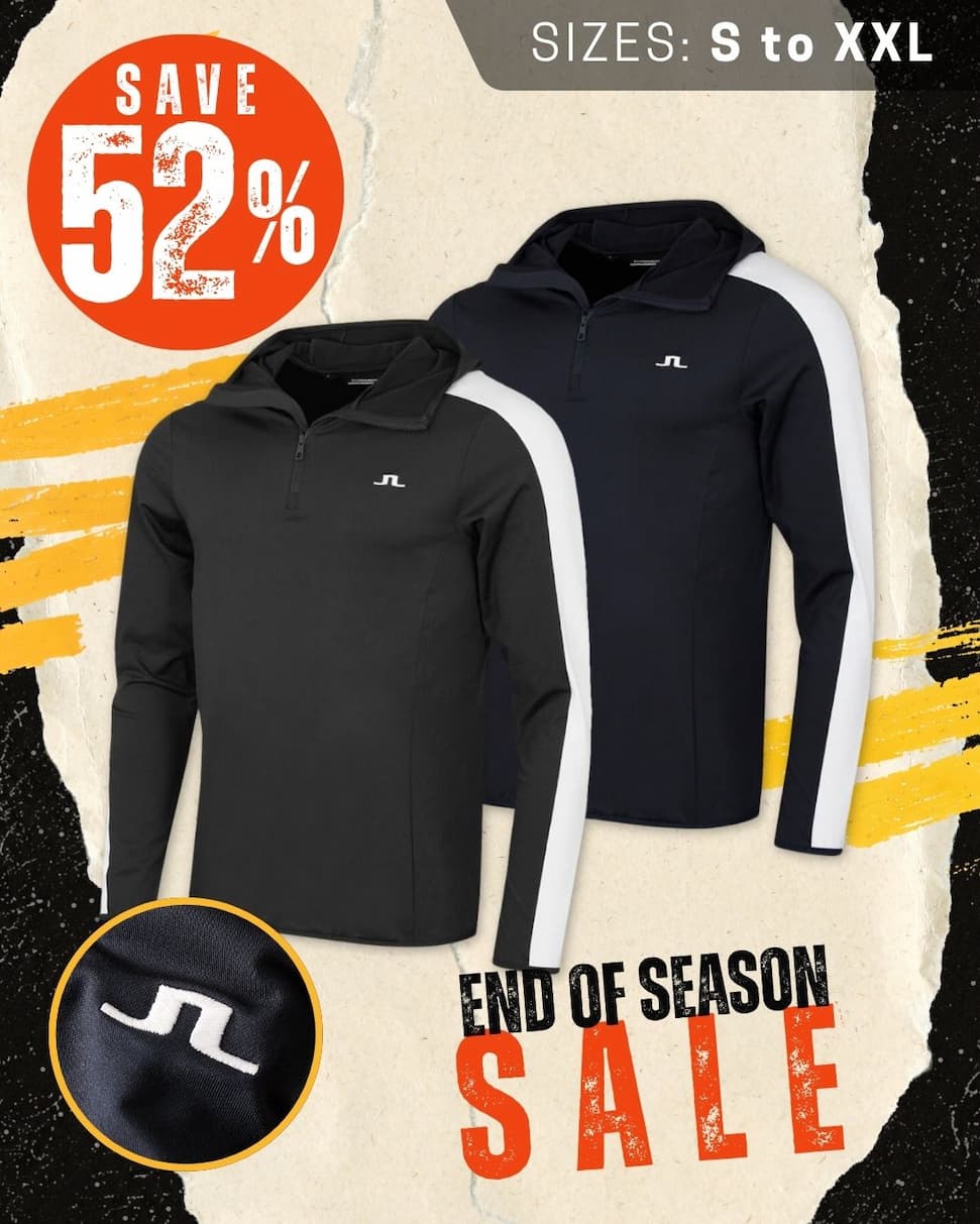 J.Lindeberg Mens 1/4 Zip Lightweight Wicking Midlayer Golf Hoody