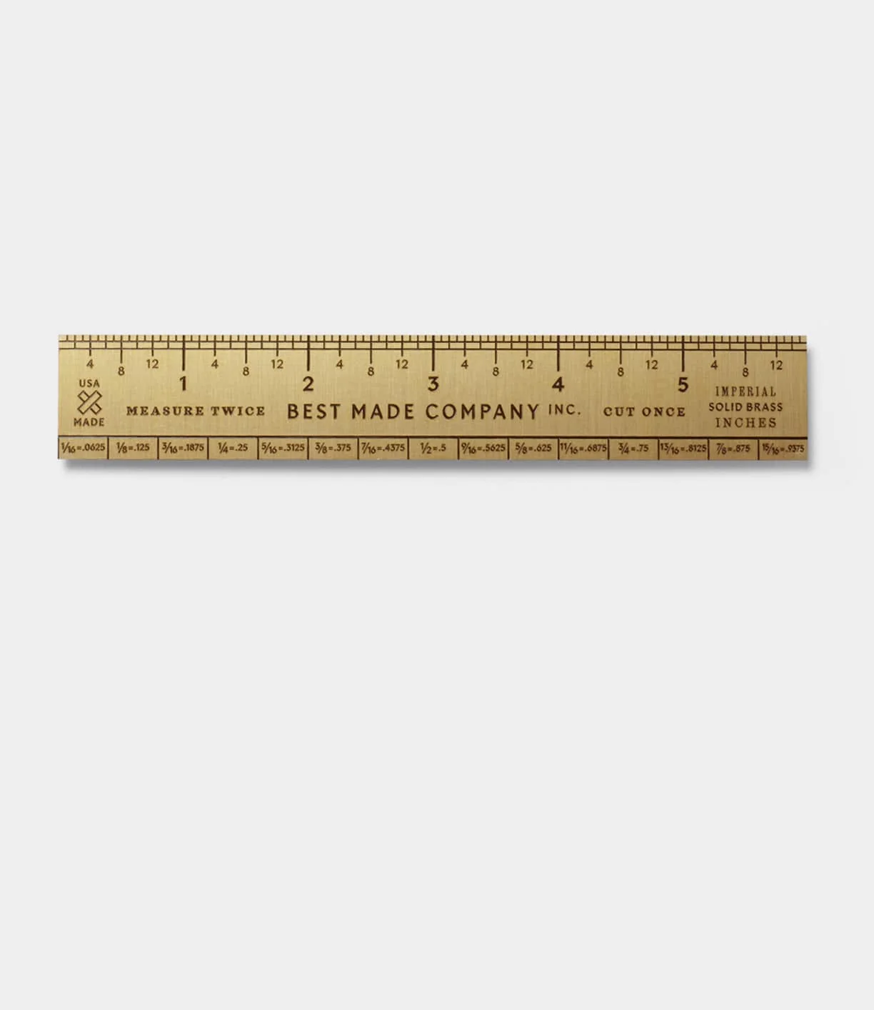 Image of Measure Twice 6 inch Solid Brass Ruler