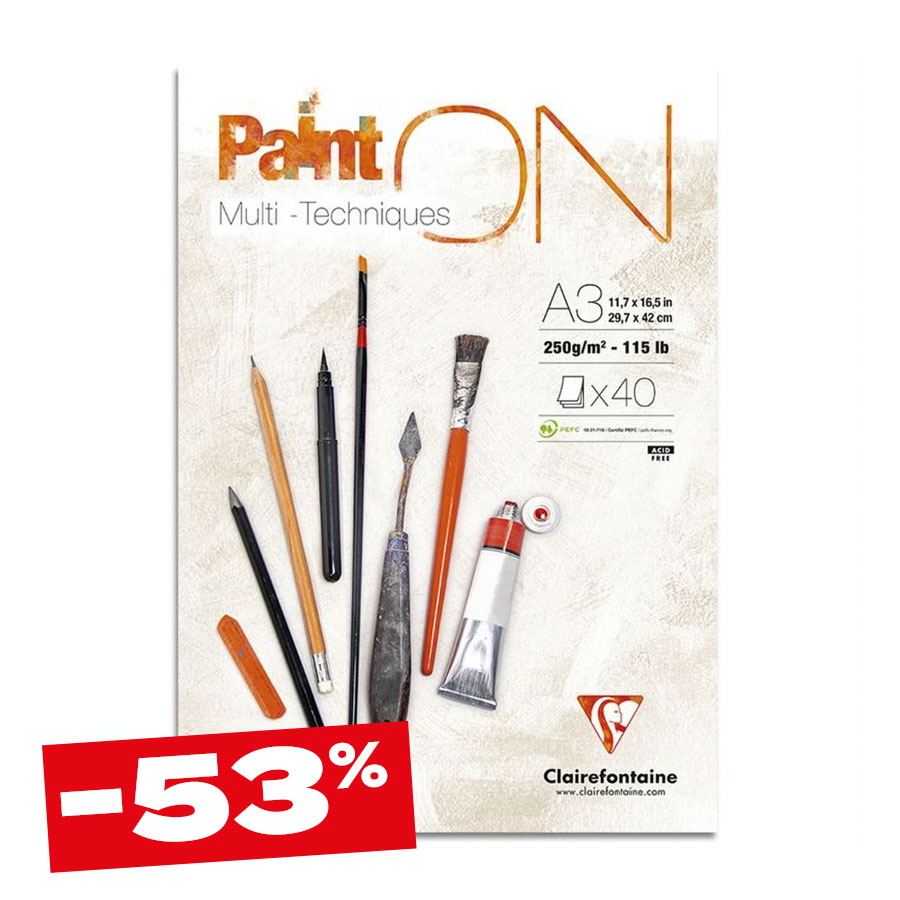 Bloc papier multi-techniques Paint On 250 g/m² - Clairefontaine