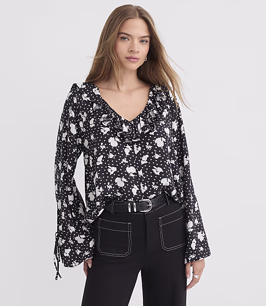 Ruffle Tie Cuff Top