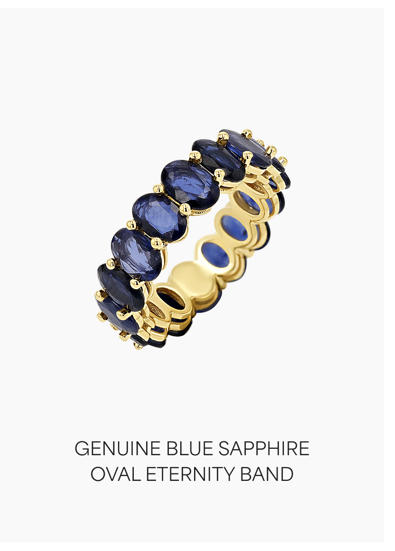 Genuine Blue Sapphire Oval Eternity Band
