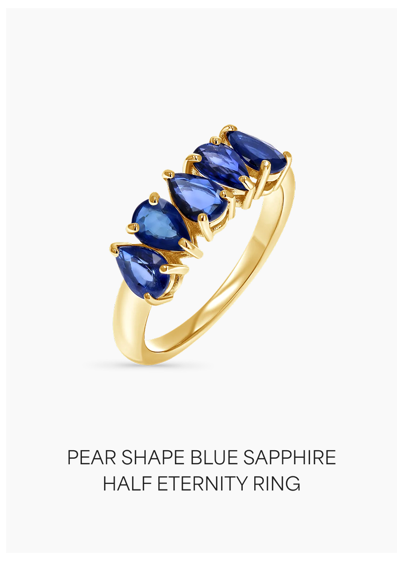 Pear Shape Blue Sapphire Half Eternity Ring