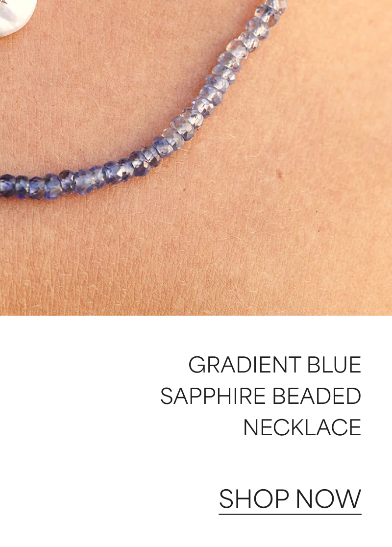 Gradient Blue Sapphire Beaded Necklace