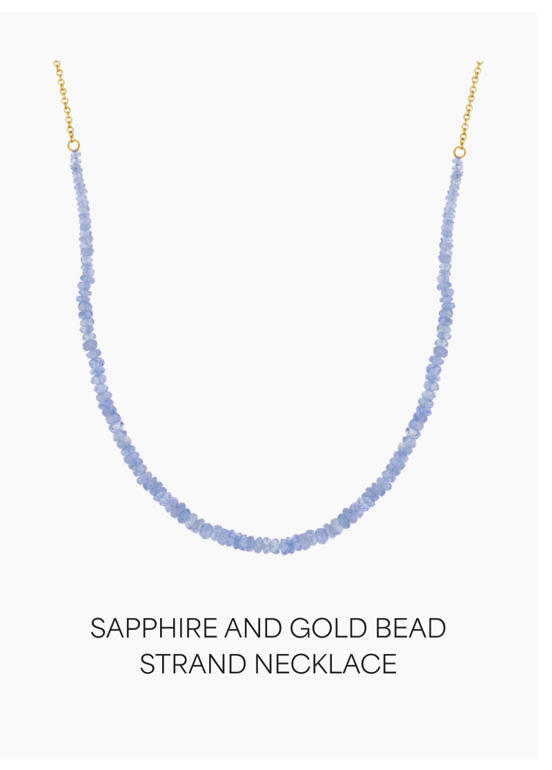 Sapphire and Gold Bead Strand Necklace