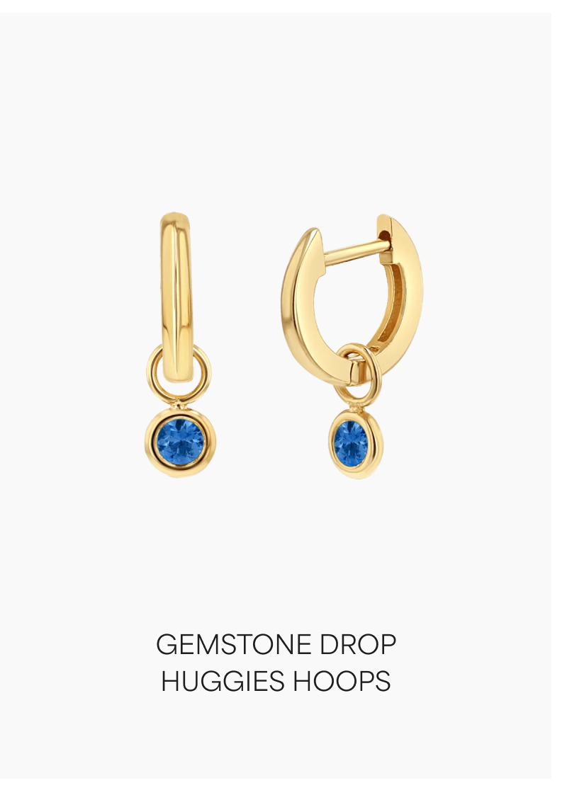 Gemstone Drop Huggies Hoops