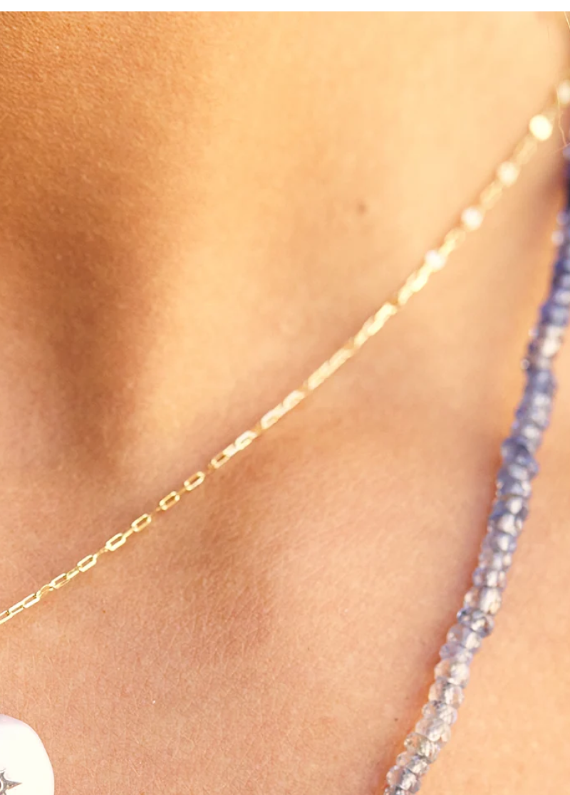 Gradient Blue Sapphire Beaded Necklace