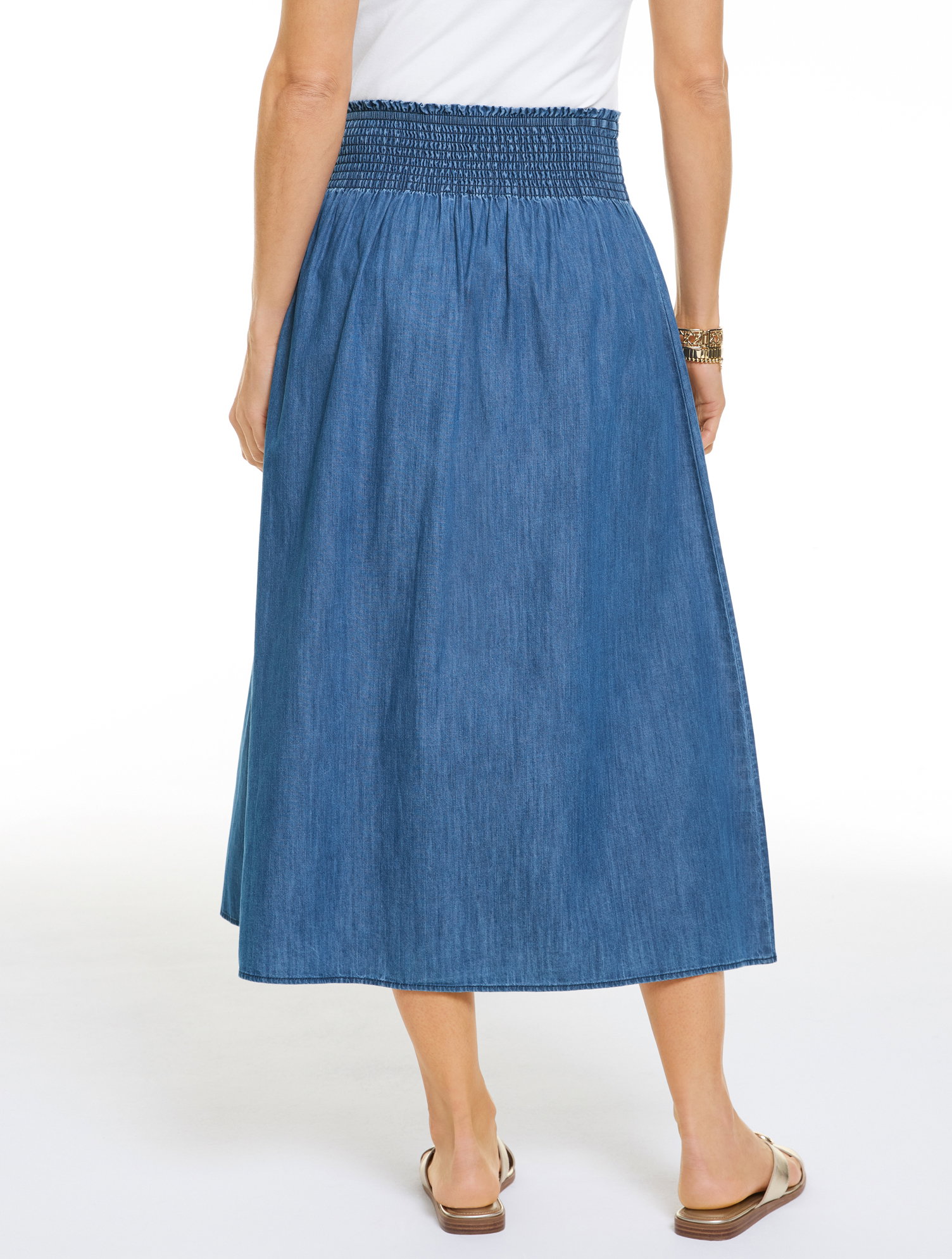 Image of Smocked Waist Denim Skirt