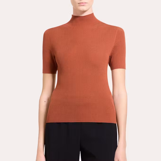 Theory Leenda Ribbed Wool Mock Neck