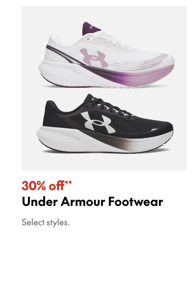 Under Armour Footwear
30% off**
Select styles.