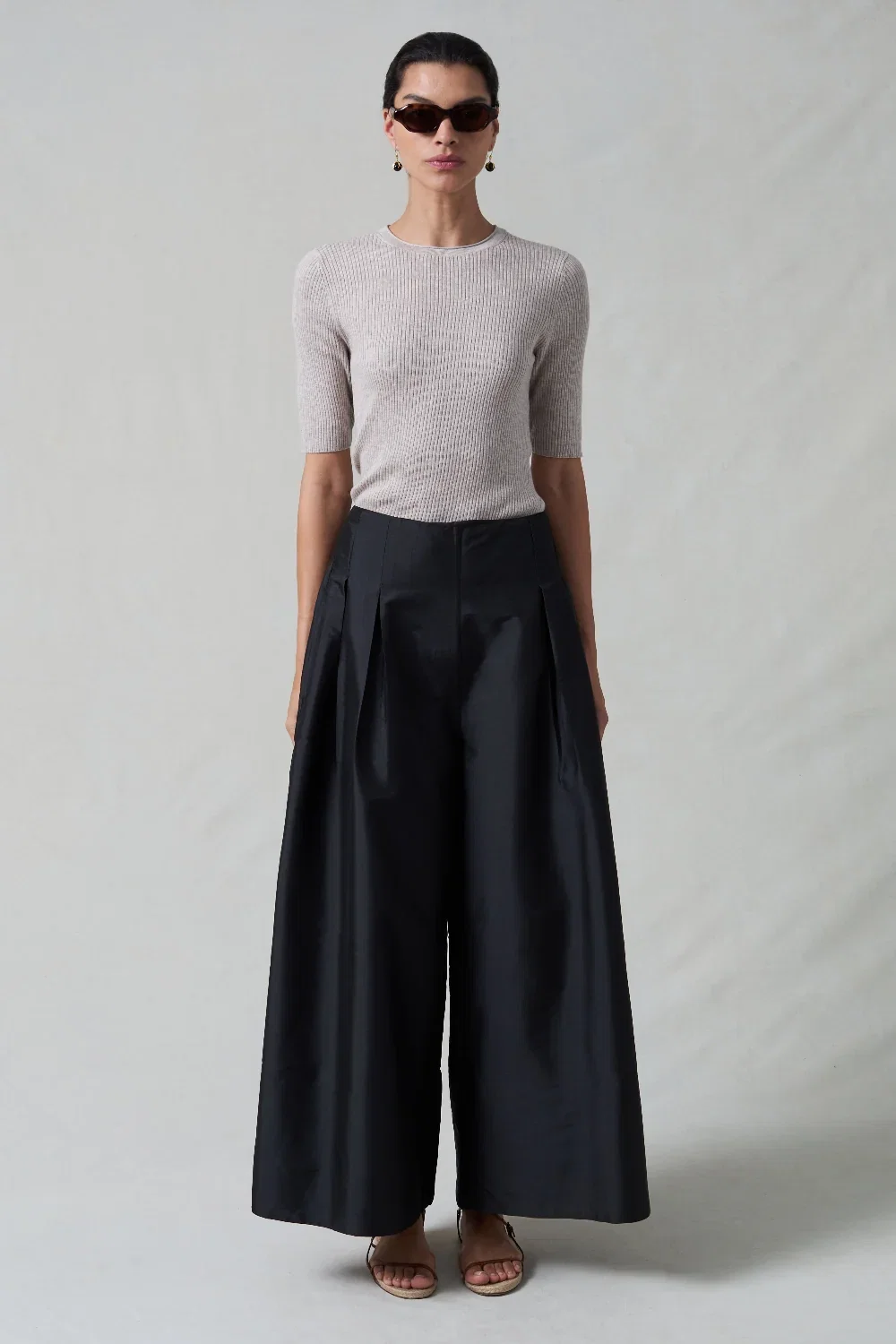Image of Techno Taffeta Ultra Wide Leg Trouser Black